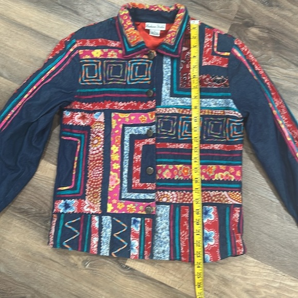 Madison Studio embroidered jacket 100% Cotton button up multicolor look size S - Picture 9 of 16